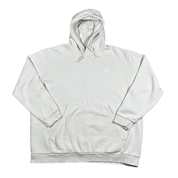 Adidas Trefoil Leaf Hoodie Pullover 2XL XXL Sweatshirt Cream Tan Khaki Hooded - Picture 1 of 9